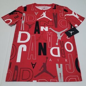 Jordan Red Allover Logo Graphic Tee